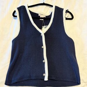 Navy Blue and White Knit Vest set